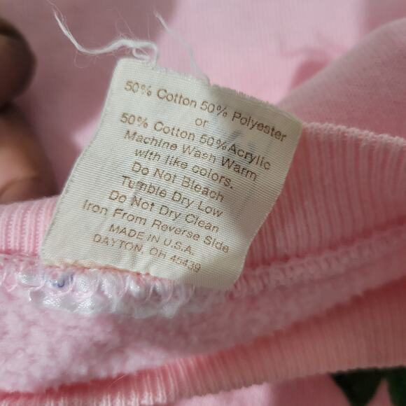 Vintage PBJ Embroidered Sweatshirt Pink Flowers Floral Garden 80s Pastel Small - Picture 12 of 16